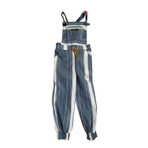 Matilda Jane Joanna Gaines Fancy Free Stripe Chambray Overalls Blue Girls‎ 4